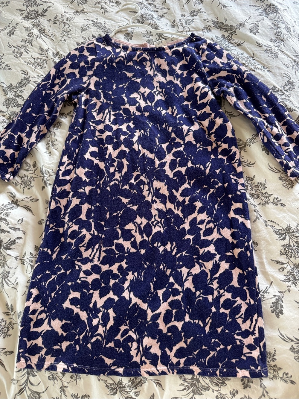Crewcuts Navy and Light Pink Floral Long Sleeve Dress